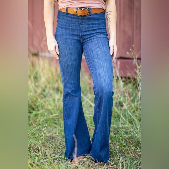 Judy Blue Denim - Judy Blue Pull On Super Flare Dark Wash High Rise Jeans Size 13/31